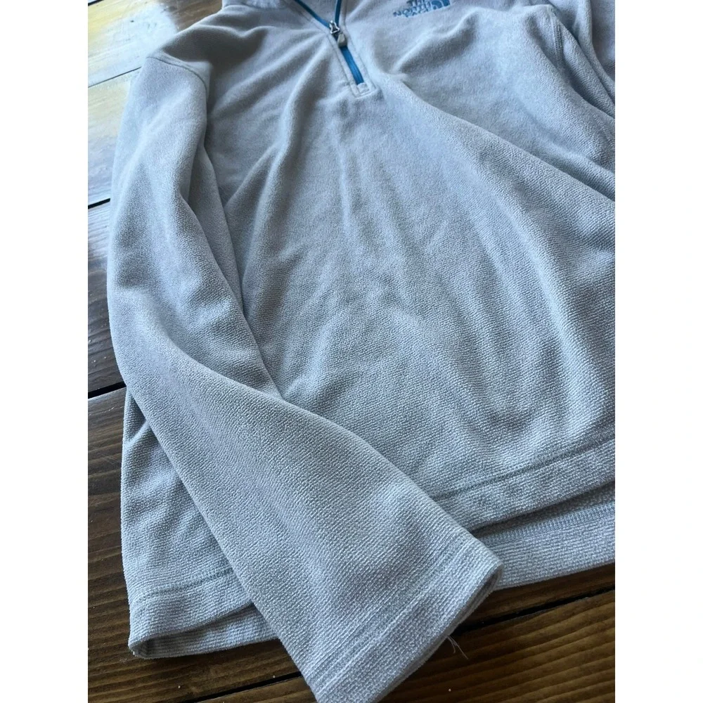 The North Face Mens TKA 100 Quarter Zip Fleece Pullover Grey Blue Small‎